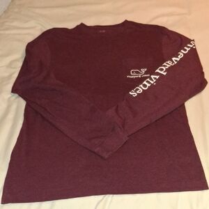 Mens Vineyard Vines Maroon Long Sleeve Pocket Tee